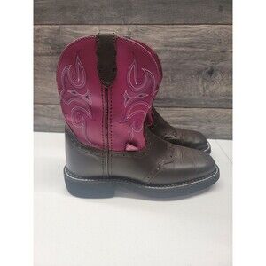 Justin Gypsy Pink/ Brown Leather Cowgirl Western Boots Shoes size 7B